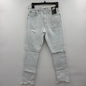 FLAWED Levi's 501 Skinny Womens High‎ Rise Light Wash Distressed Ripped Jeans
